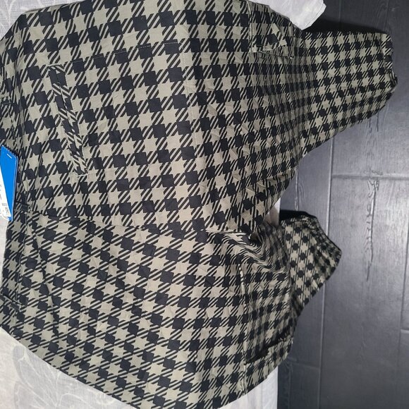 NEW Adidas Legacy Cargo Pants Large Green Plaid Plaid High Rise 100% Cotton - Picture 2 of 3